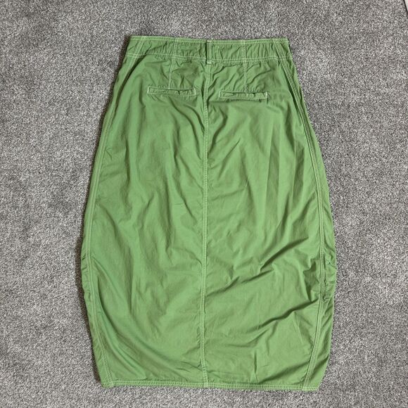 Pilcro Skirt Womens 8 Green Midi Pencil Front Slit Pockets Zip Belt Loops Cotton - Picture 2 of 13
